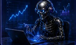 AI sales employee reviewing a growth chart